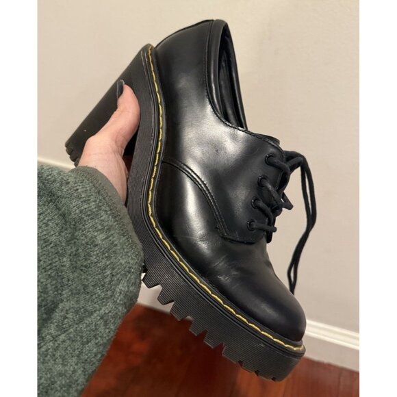 Dr. Doc Martens Salome Womens Size 7L Black Smooth Leather Platform Heels Shoes - Picture 12 of 13